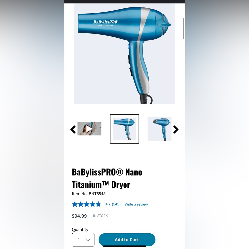 Babyliss Pro Nano Titanium Hair Dryer ❤️